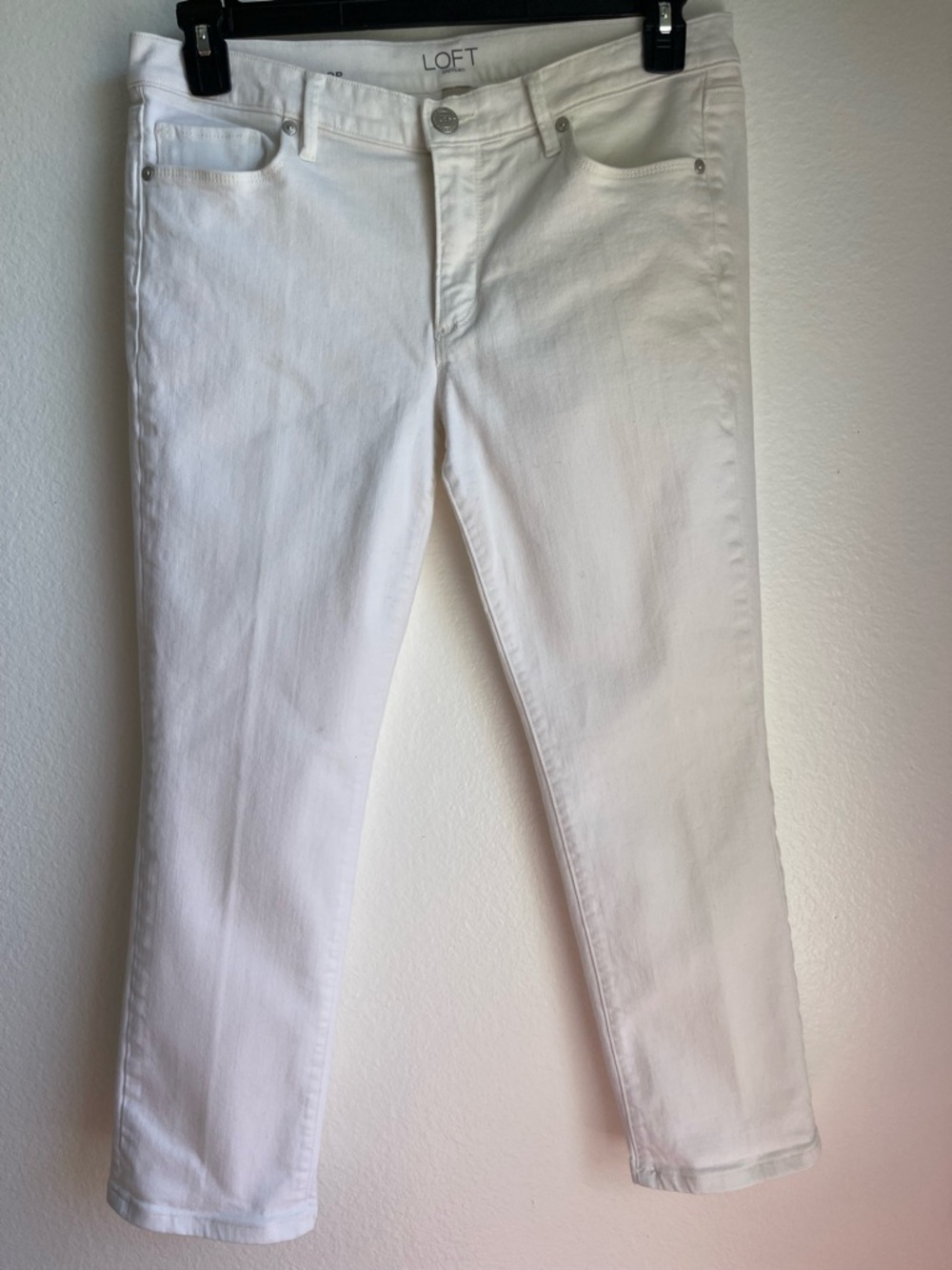 LOFT White Modern Cropped Slim Straight Jeans Size 12P